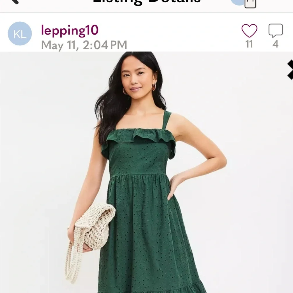 LOFT Green Ruffle Dress - Picture 3 of 8